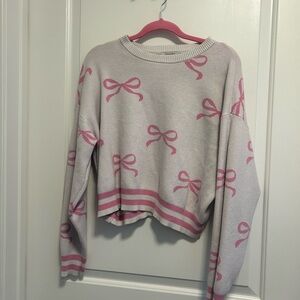 Charming Pink Bow Sweater